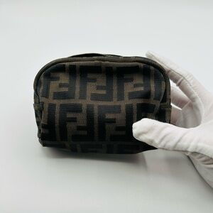 Fendi Black and Brown FF Logo Pouch